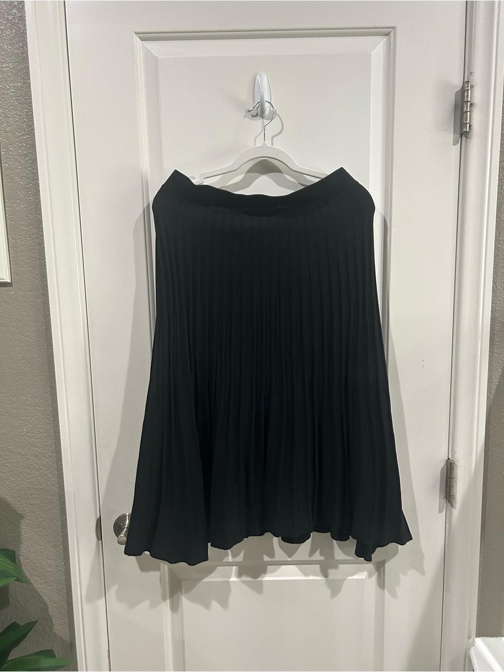 Tahari Black Pleated A-Line Midi Skirt